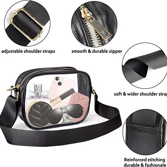 pvc Amazon transparent crossbody bag and transparent wallet bag are suitable for concerts, sports events and festivals Specification drawing
