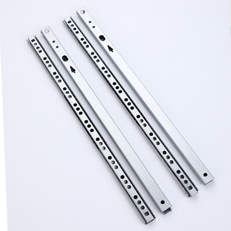 Manufacturer's two-fold 17-wide silent slide rail, damping buffer steel ball slide rail, small two-section drawer slide rail details Picture