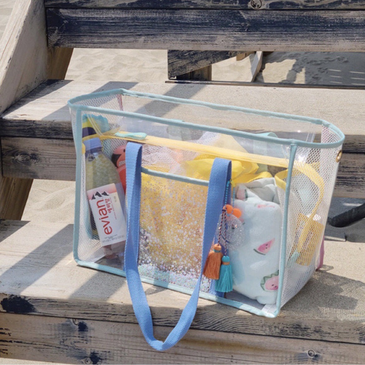 pvc waterproof Mommy wash, fitness and swimming bag, ins large-capacity transparent jelly beach single-shoulder hand-carry travel bag full figure