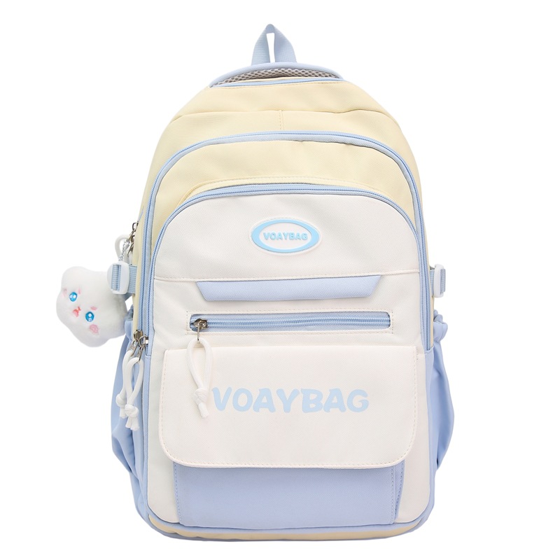 High-appearance-level schoolbags for girls, large-capacity backpacks for junior high school students, multi-layered load-reducing color-blocking versatile backpacks for senior high school students Item Picture