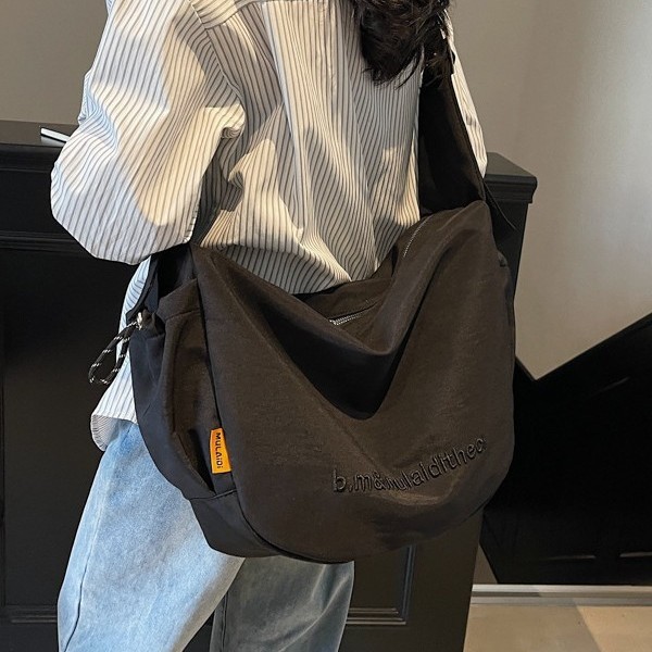 Nylon fabric large-capacity fashionable casual bag, new Spring/Summer 2025, stylish solid color single-shoulder crossbody bag, women's bag trend Specification drawing