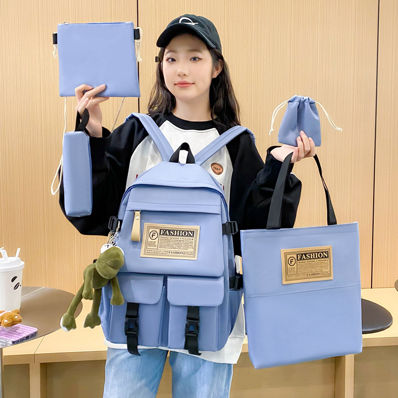 Trendy canvas backpack for men, simple and large-capacity travel backpack, casual forest-style schoolbag for women, junior high school, senior high school and college students details Picture