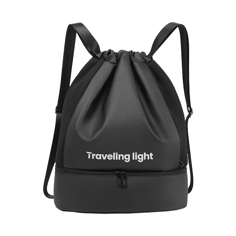 Runhui leather film drawstring fitness backpack, Waterproof swimming bag, Travel Storage Bag, dry and wet separation bag, backpack Specification drawing