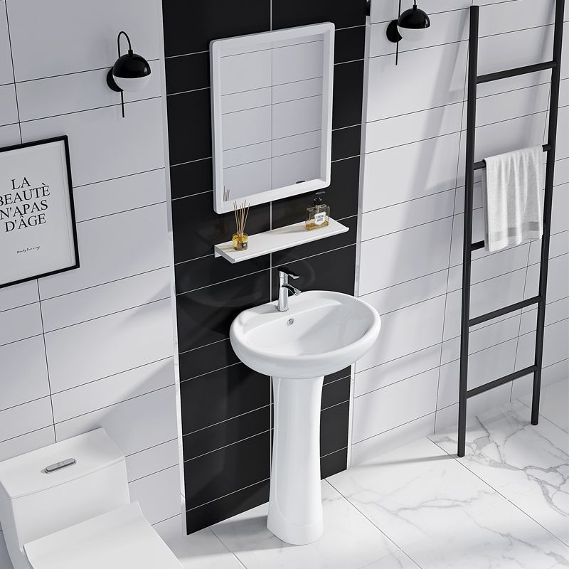 Bathroom washbasin, face washing ceramic corner wall-mounted triangular column basin, mini balcony round washbasin, household details Picture