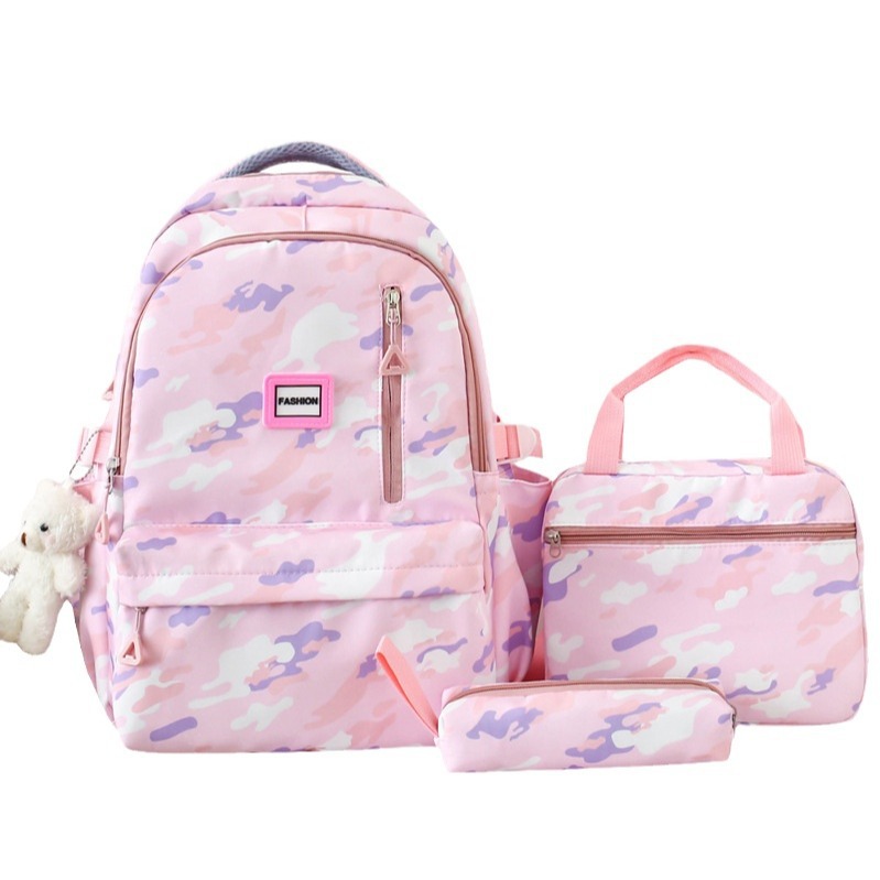 Wholesale of new trendy three-piece backpack sets for primary and junior high school double-layer campus bags and large-capacity durable backpacks for girls Item Picture