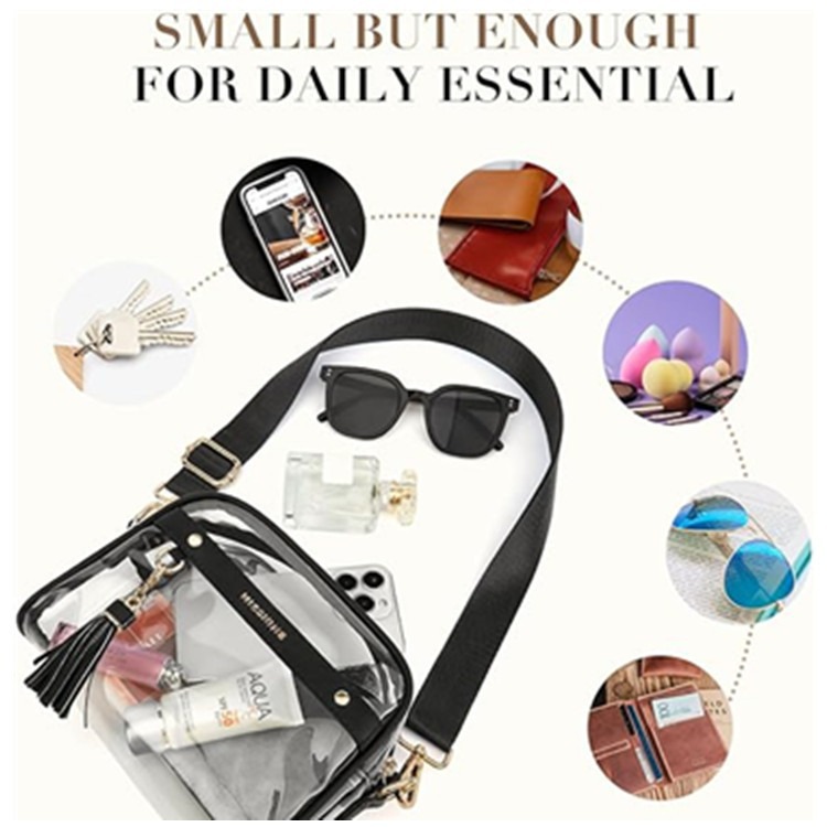 Amazon's new transparent PVC clear leather bag, sports women's wallet, crossbeam bag, single-shoulder bag, cross-border trend details Picture