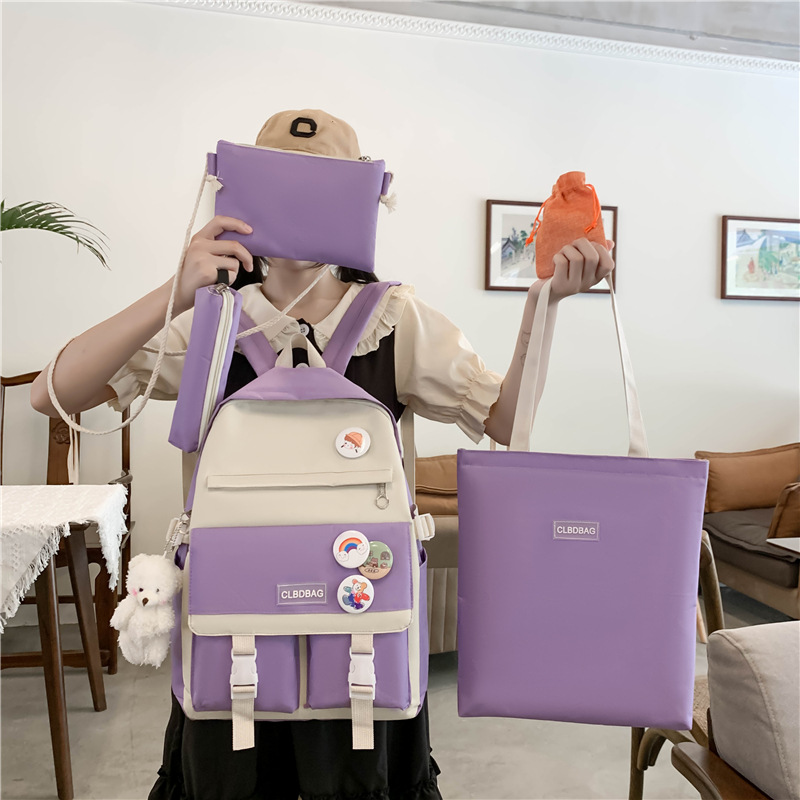Wholesale of 2025 new Korean style color-blocking and fresh backpacks for both boys and girls in junior and senior high schools Specification drawing