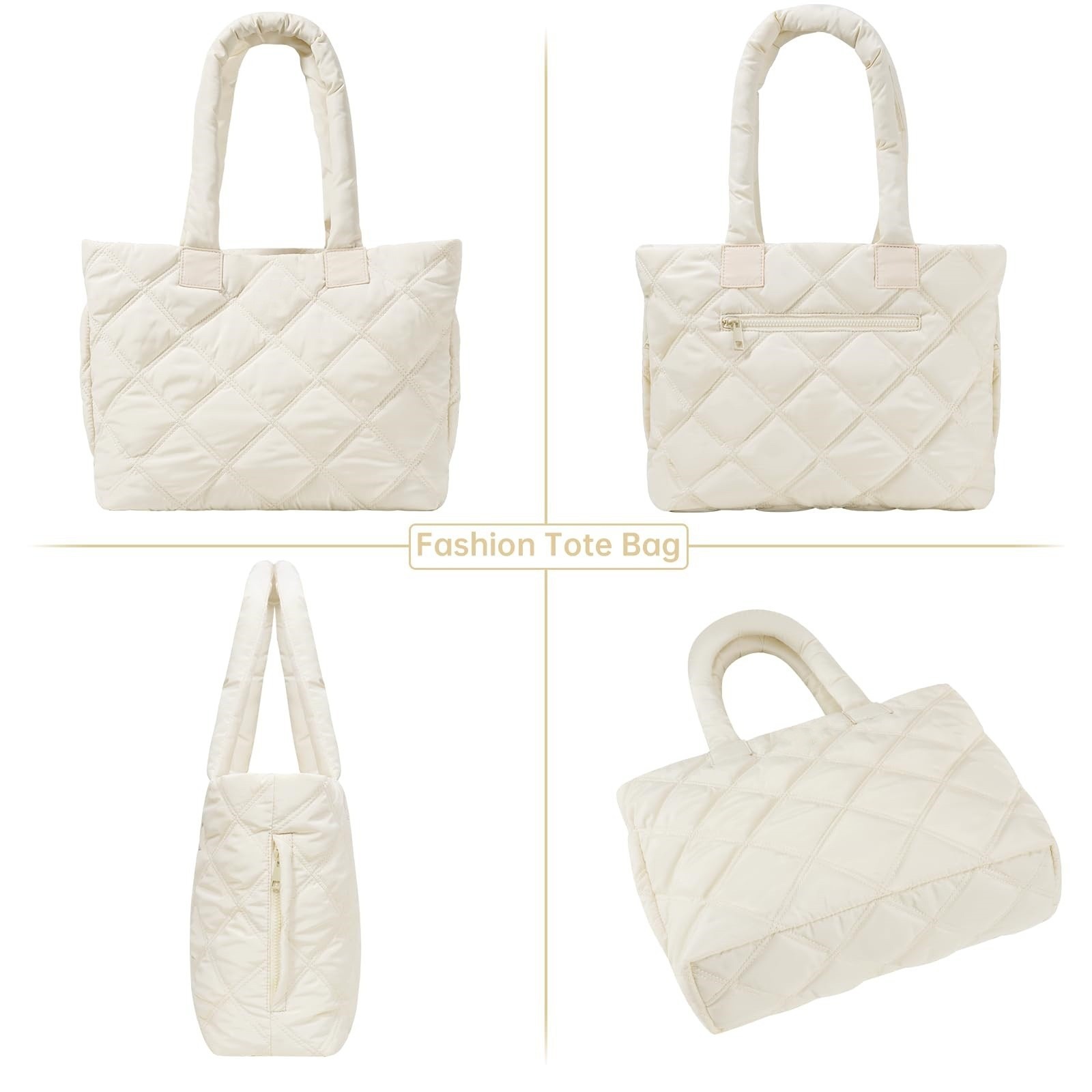 Amazon's new women's handbag, quilted women's zipper handbag, down work bag, single-shoulder bag Specification drawing