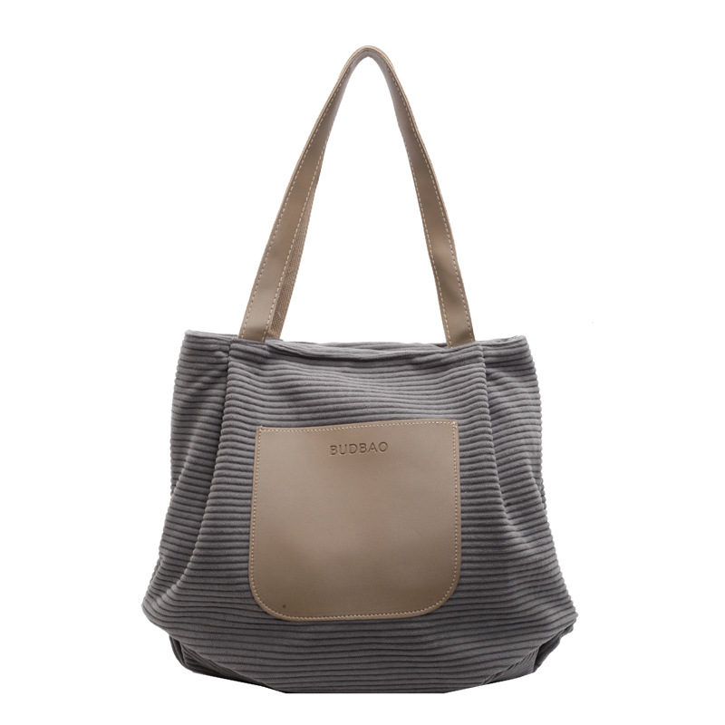 Autumn and winter new large-capacity tote bag, single-shoulder handbag, versatile single-shoulder bag, hand-held, niche corduroy single-shoulder bag Item Picture