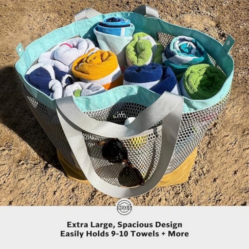 New cross-border large-capacity portable single-shoulder bag, outdoor travel storage bag, net eye bag, layered beach bag Application Scenario