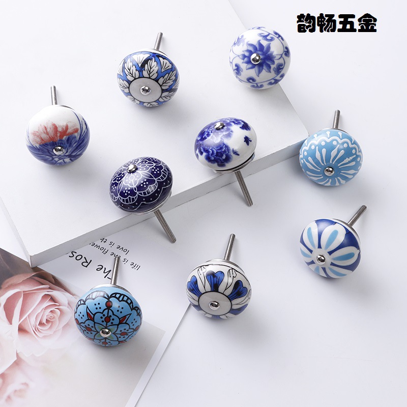 Yunchang round ceramic handle, modern furniture cabinet drawer printed ceramic handle, 40MM diameter, European style Specification drawing