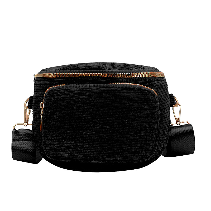 Casual and sporty corduroy crossbody bag, a popular new single-shoulder bag for the autumn of 2024, a Korean version of Instagram wide-band women's bag Item Picture