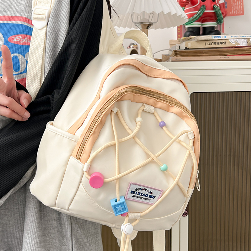 Cross-border fresh and cute girl's small schoolbag, small backpack, simple color contrast, light backpack for kindergarten and primary school students details Picture