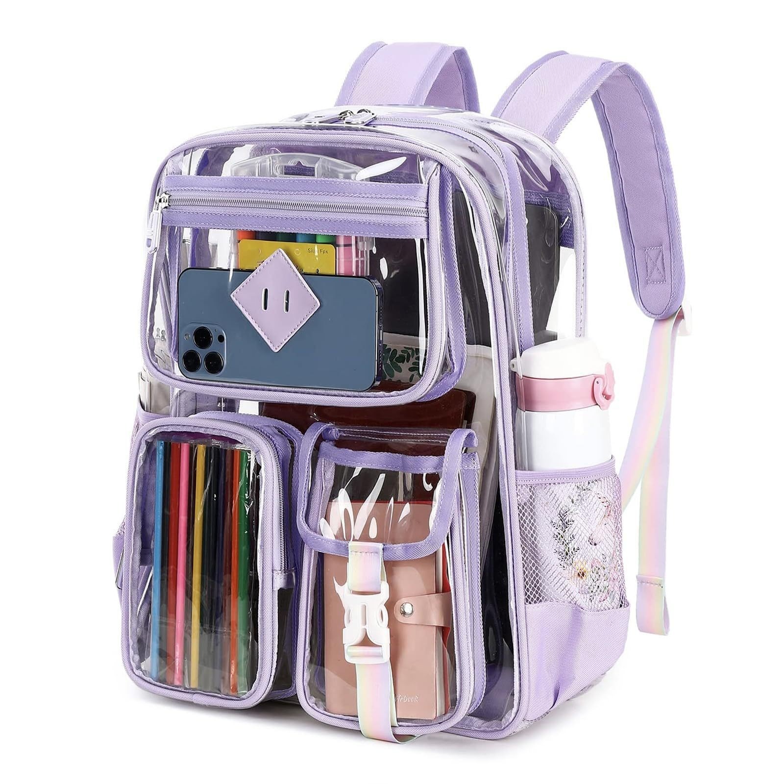 New in-stock cross-border Amazon bestseller transparent pvc backpack, outdoor fitness and sports visible backpack full figure