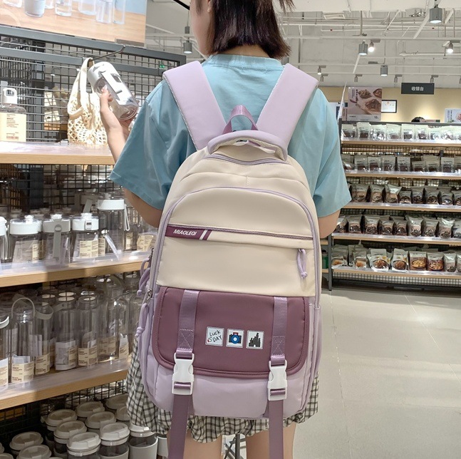 High-appearance-level schoolbag, large-capacity multi-compartment backpack for female junior and senior high school students, Japanese-style versatile school ins backpack full figure