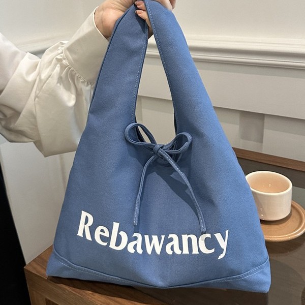 New niche lettered single-shoulder bag, large-capacity versatile fabric bag, women's canvas bag, single-shoulder underarm trendy shopping bag Specification drawing
