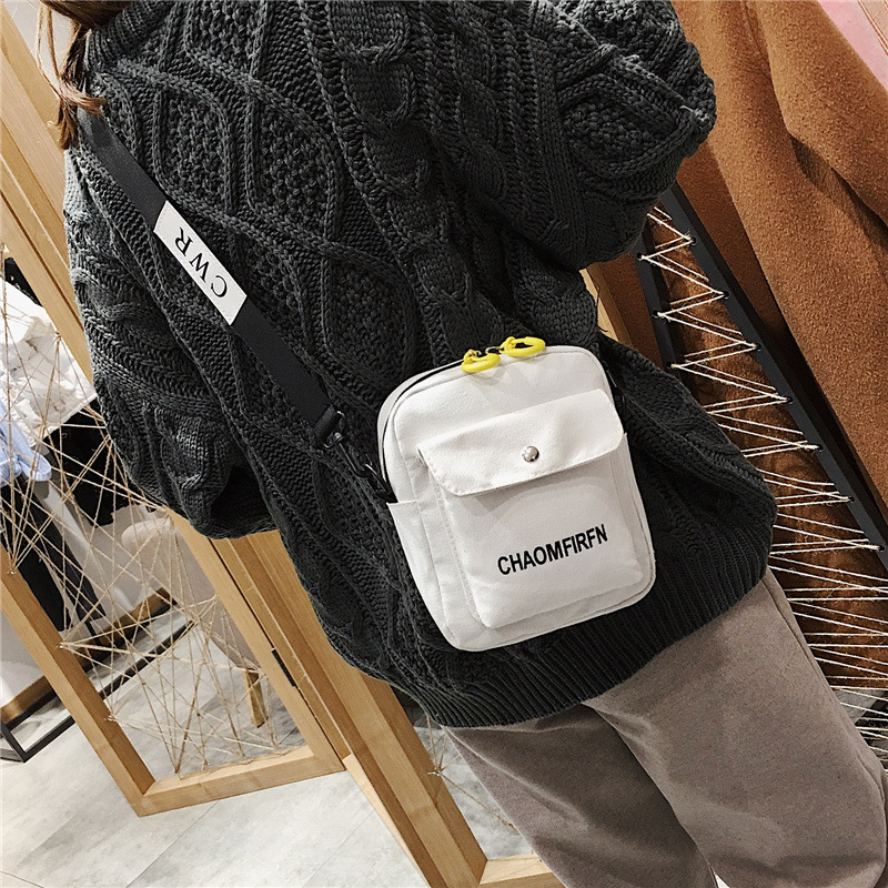 2019 Canvas small bag for Women, new trendy Korean style creative fashion crossbody bag, student single-shoulder bag, girl small crossbody bag details Picture