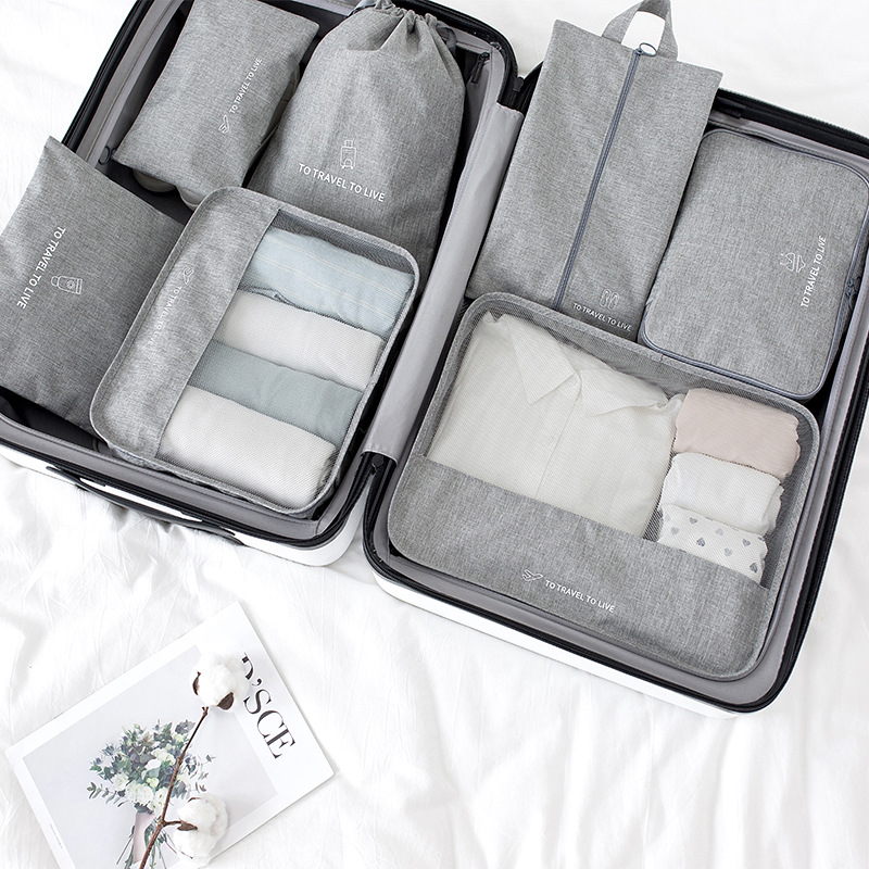 7-piece travel storage bag set, Nordic style Oxford fabric simple clothing classification and organization bag, direct supply from the manufacturer details Picture