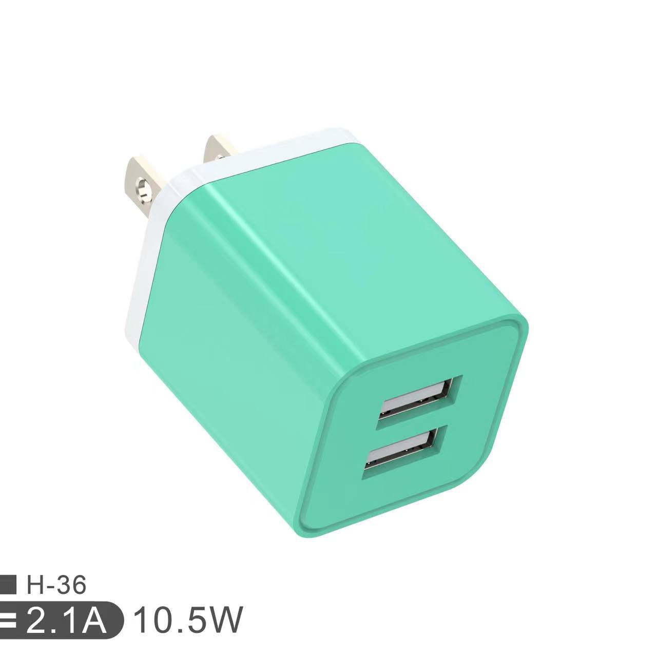 Amazon-style dual USB port 10.5W US direct charging mobile phone charger 5V2.1A charger factory wholesale details Picture