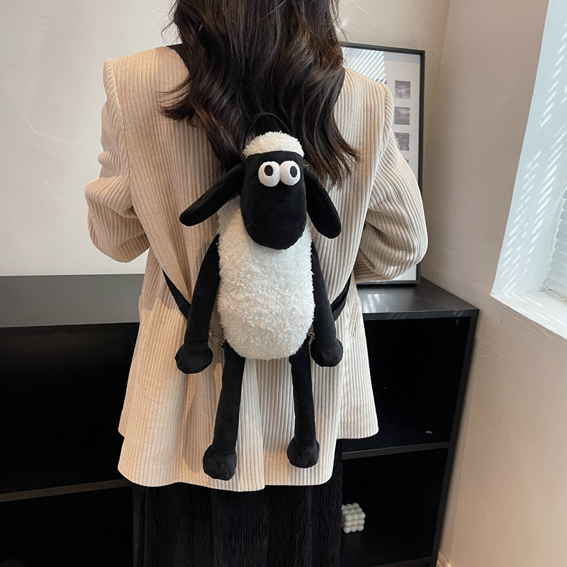 New style of plush backpack for women 2023, cute Sean Sheep cartoon doll backpack manufacturer wholesale full figure