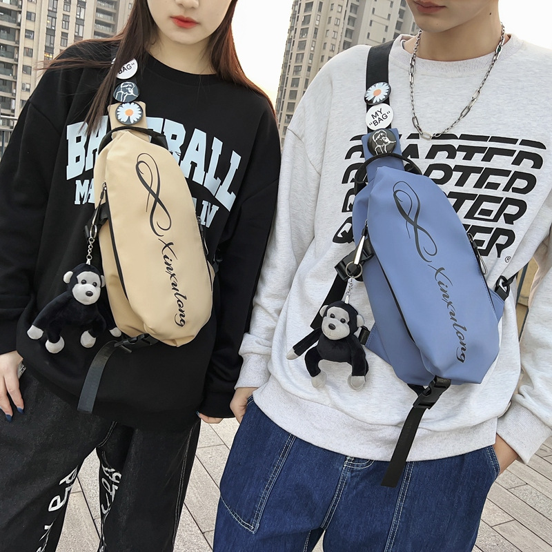 Men's 2024 new student shoulder bag, casual men's waist bag, fashionable small bag, women's crossbody bag, single-shoulder Specification drawing
