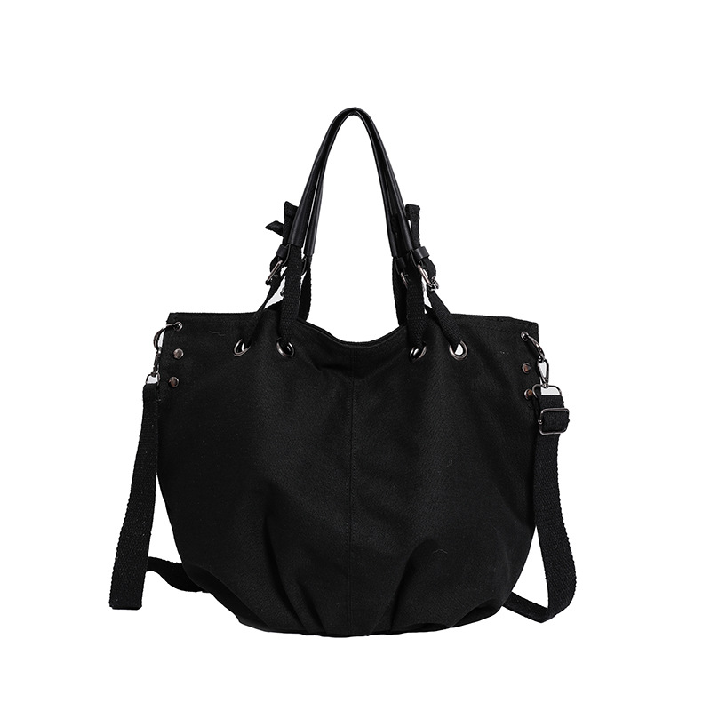 Japanese-style retro large-capacity work canvas bag, multi-functional single-shoulder crossbody bag, college student commuting hand-held tote bag Item Picture
