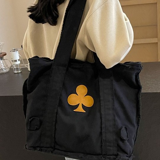 Washed canvas bag, laid-back crossbody bag, girls' artistic class bag, postman bag, casual single-shoulder bag, girls' trendy commuting bag Specification drawing