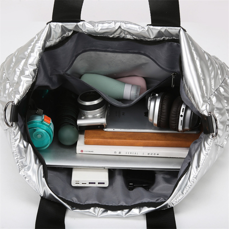 Cross-border high-appearance-level travel bags for men, large-capacity fitness sports bags, waterproof swimming sports bags, and fashionable shiny women's bags details Picture
