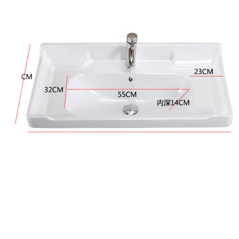 Countertop basin semi-recessed single basin integrated ceramic Taichung bathroom washbasin, household square face wash basin Item Picture