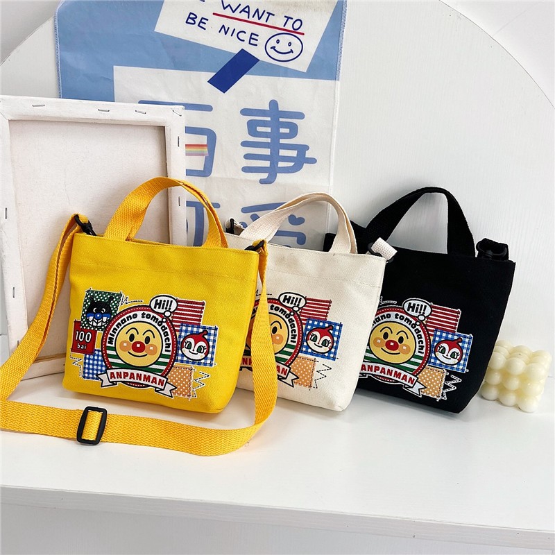 Baby bags, girls' fashionable and simple crossbody bags, trendy children's cartoon cute single-shoulder bags, students' casual canvas bags full figure