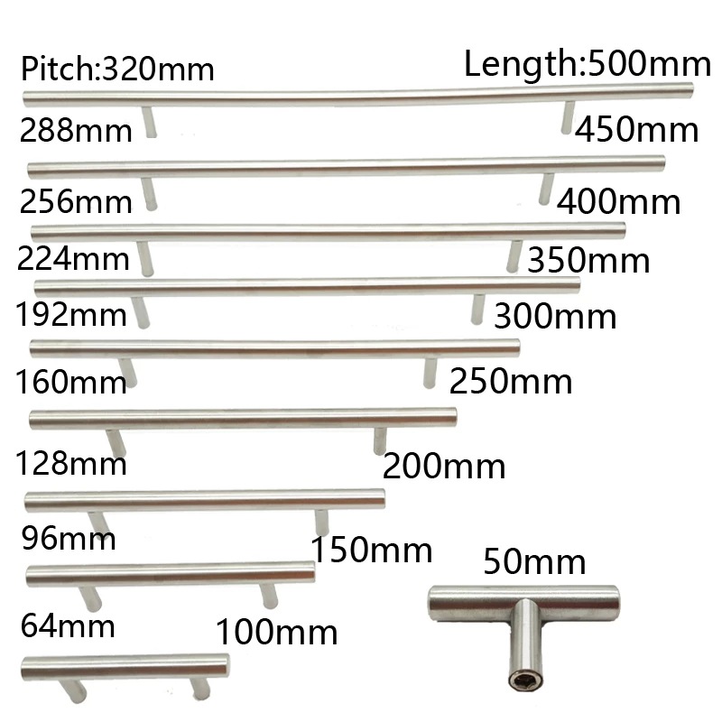 Black T-shaped handle, round handle, wardrobe and cabinet stainless steel handle, hollow door handle, furniture stainless steel handle Specification drawing