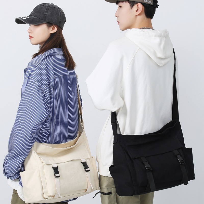 Retro casual canvas bag, women's trendy bag, large-capacity crossbody bag, travel hand bag, shoulder bag, college student class bag details Picture