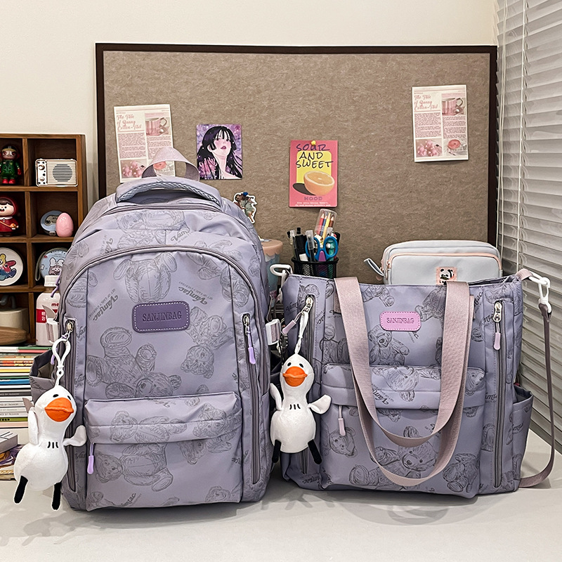 Little Bear Schoolbag for girls, ins, simple campus backpack, high school students' travel, large capacity computer backpack for junior high school students Specification drawing