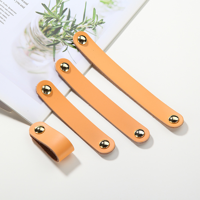 Light luxury wardrobe, genuine leather Nordic handles, cabinet doors, drawer handles, leather, children's anti-collision cowhide Application Scenario