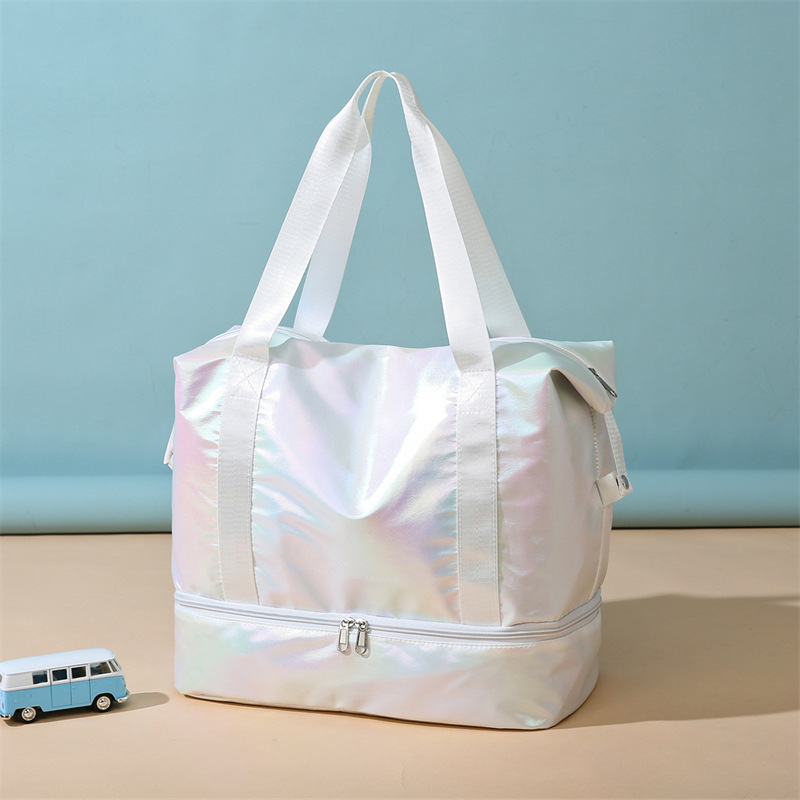 Spring new lightweight travel bag, colorful expandable fitness bag, dry and wet separation large capacity hand-held yoga bag full figure