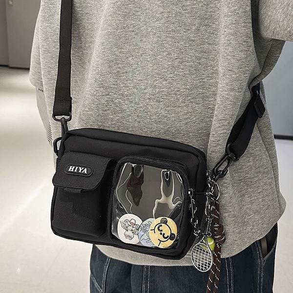 2025 New spring large-capacity small square bag, gender-neutral style, daily portable single-shoulder bag for male and female students, crossbody bag Specification drawing