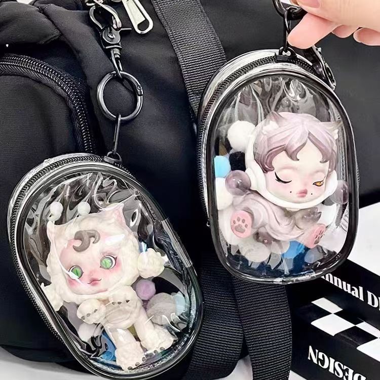 Baby walking capsule pvc blind box, baby bag, Pop Mart baby bag for showing off, transparent ins baby walking bag keychain for going out full figure