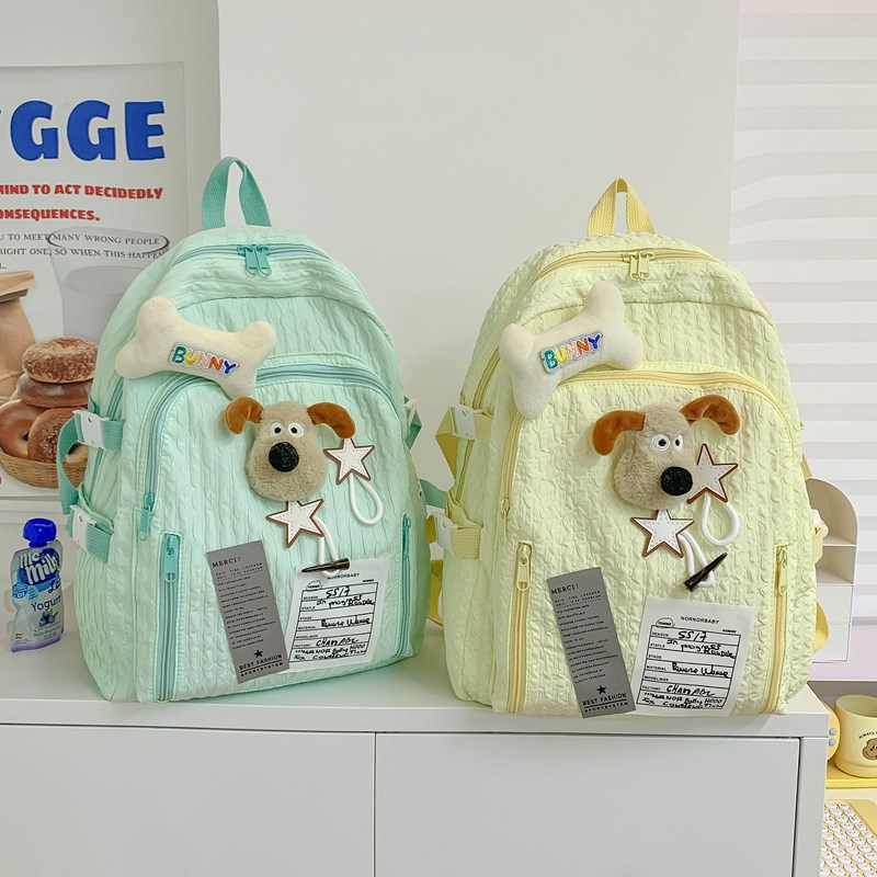 2025 New pleated and laid-back style backpack, star cute dog, double shoulders, ins Japanese sweet girl, large capacity schoolbag full figure