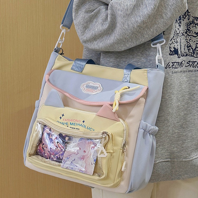 High-appearance-level ins-style schoolbag, junior high school girl backpack, high school student large-capacity cute pain bag, dopamine backpack full figure