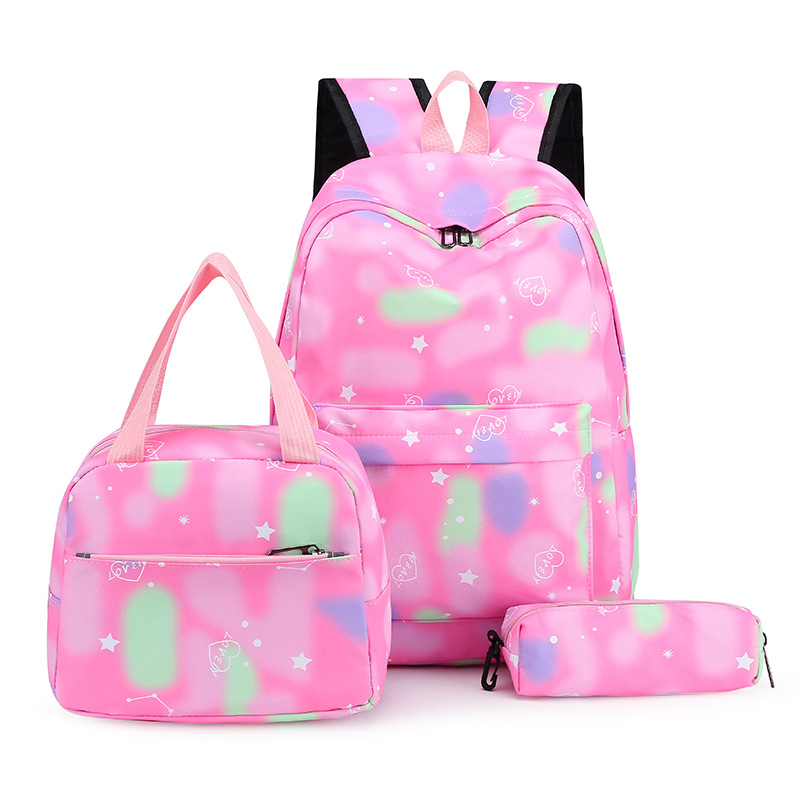 Cross-border best-selling graffiti three-piece set schoolbags, student backpacks, campus schoolbags, meal bags, large-capacity girls' backpacks Item Picture