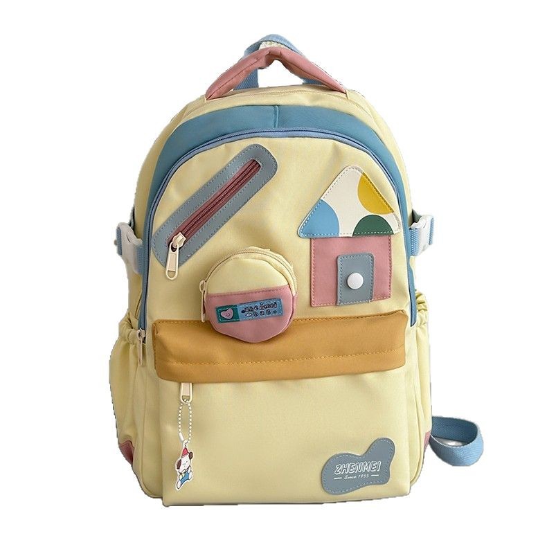 Korean cute cartoon computer backpack, junior high school student schoolbag, female college student lightweight and large-capacity high school student backpack Item Picture
