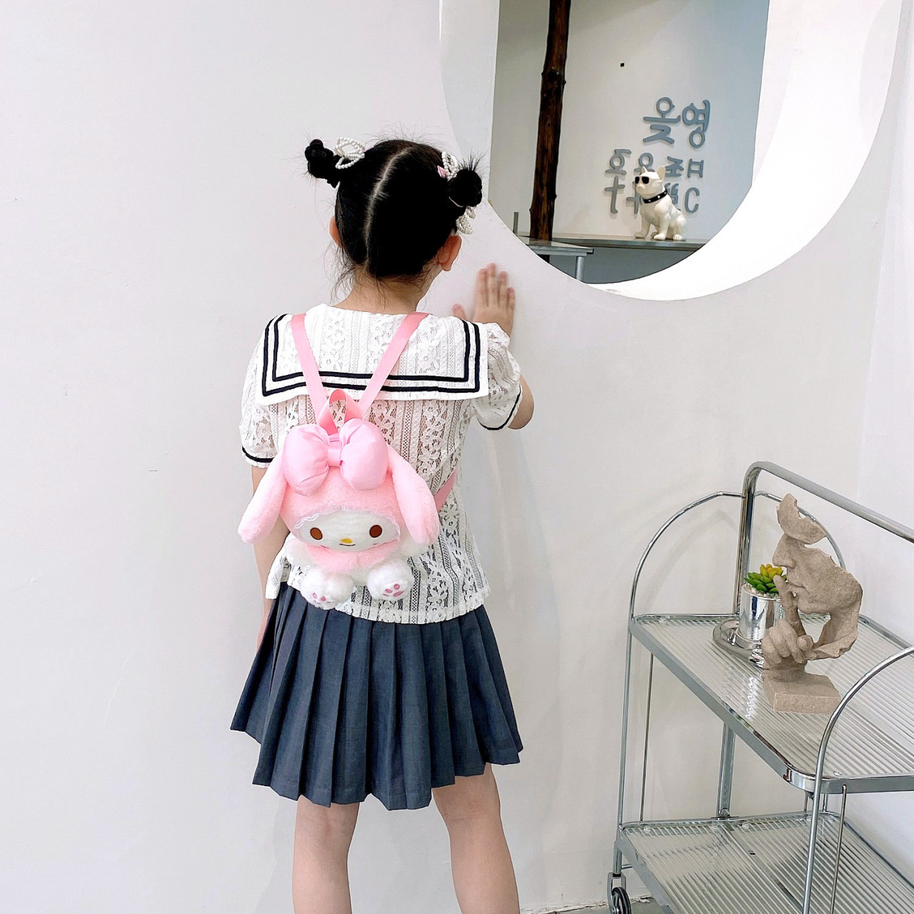 New pink Melody plush toy backpack, children's backpack, gift, claw machine doll details Picture
