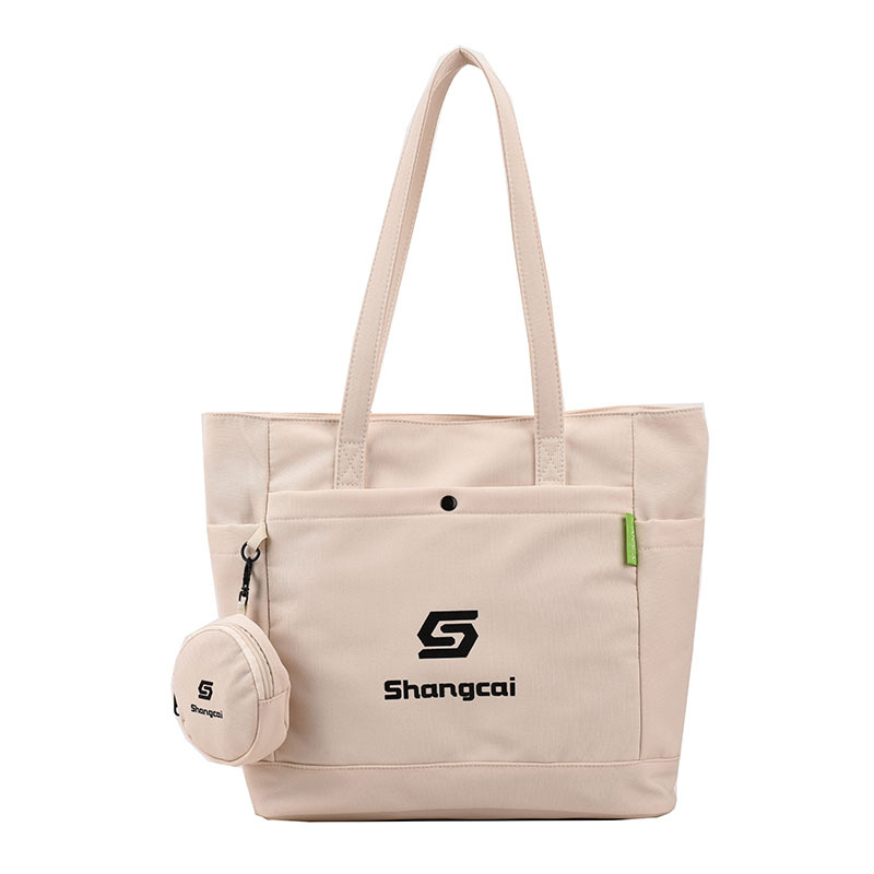 Tote bag, women's large-capacity hand-held shoulder bag, college student class bag, fashionable commuting bag, simple nylon canvas bag Item Picture
