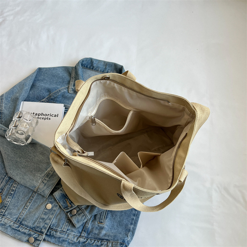 American retro large-capacity bag, casual and artistic style for women, tote bag for university classes, daily commuting canvas bag Application Scenario