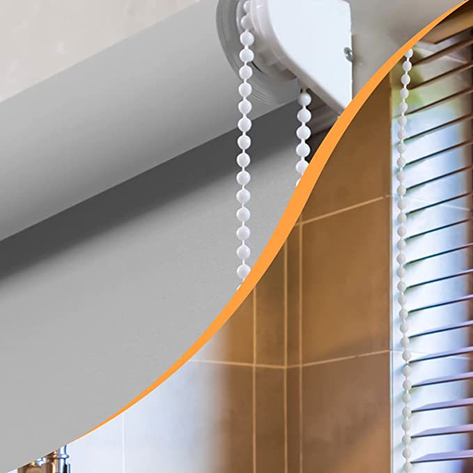 Available in stock: 10-meter bead chain, 10-piece bead buckle set, roller blind curtain accessories, 4.5*6MM close-string beads Item Picture