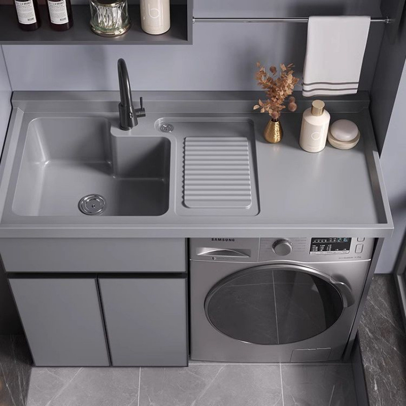 Space aluminum balcony laundry cabinet, combined laundry pool, high and low washbasin integrated with washboard, wardrobe companion wholesale full figure