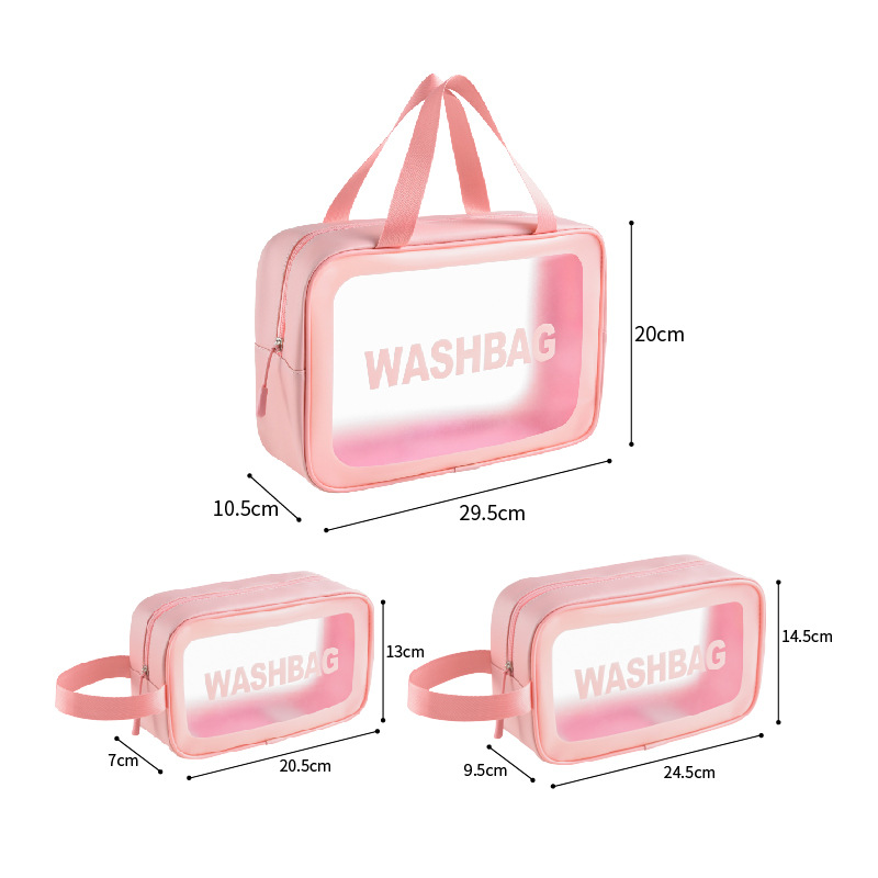 Wholesale of PVC transparent three-piece toiletry bags, waterproof beach bags, travel toiletry storage bags, and simple makeup bags Item Picture