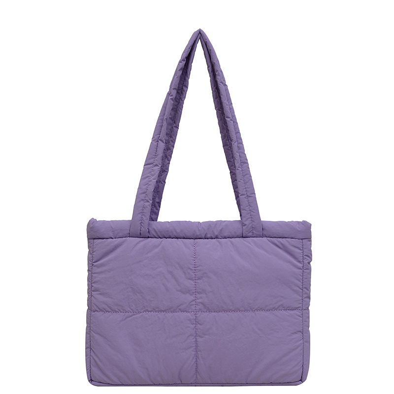 A niche design cotton-padded handbag for women, 2024 new Korean style square small bag, solid color simple underarm single-shoulder bag Item Picture