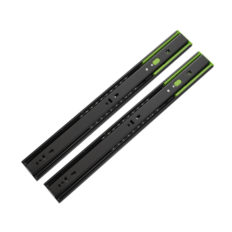Factory wholesale 4515 Baosteel steel, damping buffer thickened silent drawer, three-section slide rail, guide rail, hardware track Item Picture