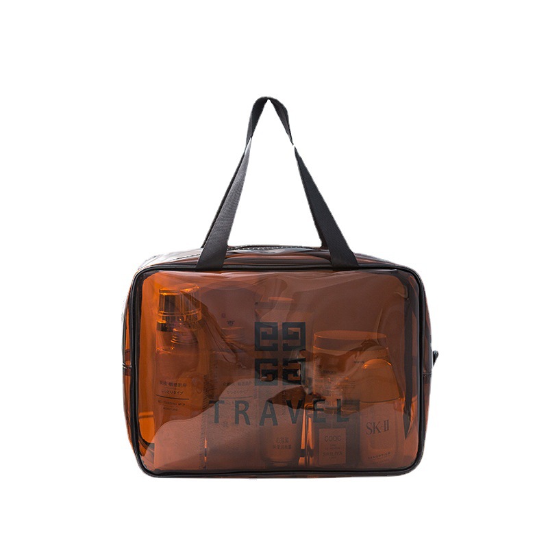 PVC transparent storage bag, multi-functional large-capacity waterproof and dustproof bag, hand-held cosmetic bag, travel thickened storage bag Item Picture